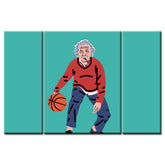 Painting by Numbers Art Lifestyle Old Man with Basketball 3-Panel